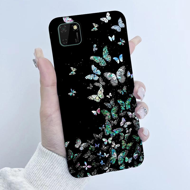 For Huawei Y5p Phone Case DRA-LX9 Butterfly Flower Girl Design Soft Silicone TPU Back Housing for Honor 9S HuaweiY5p Y 5p Covers