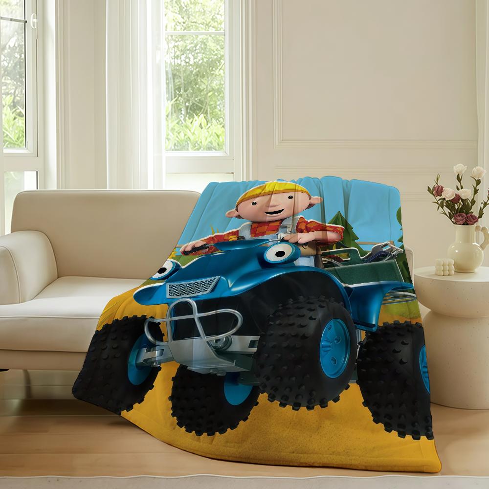 

Cartoon cute B-Bob the B-Builder Blanket For Sofa Office Bed Plane Travel Sleep Read Relax Camping Soft And Warm 75cmx90cm