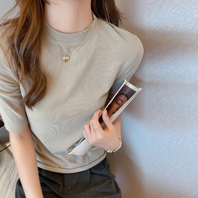 Women's Slim Fit Modal T-Shirt: Round Neck Five-Point Sleeve for Spring & Autumn