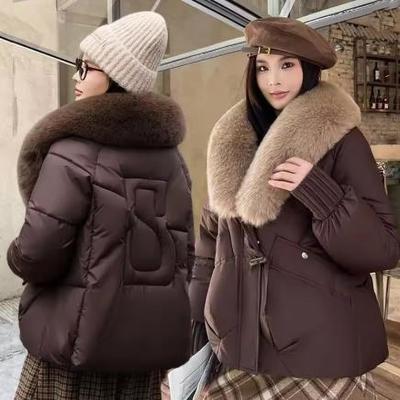 Women Winter Large Fur Collar Warm Thicken Padded Jacket Women Loose Bread Coat Women Cotton Coat Winter Outwear