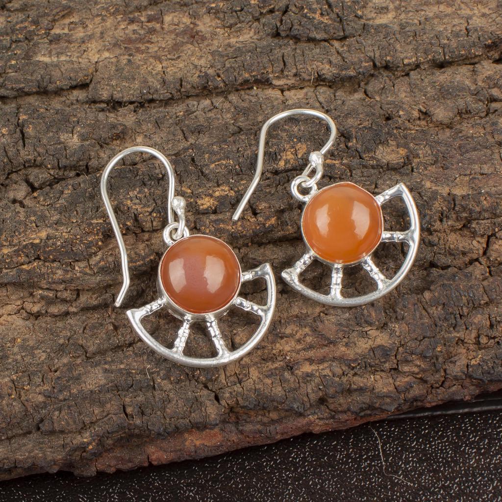 Carnelian 925 Solid Sterling Silver Earrings, Handmade Gemstone Earrings Jewelry, Gifts For Wife Brand New Earrings