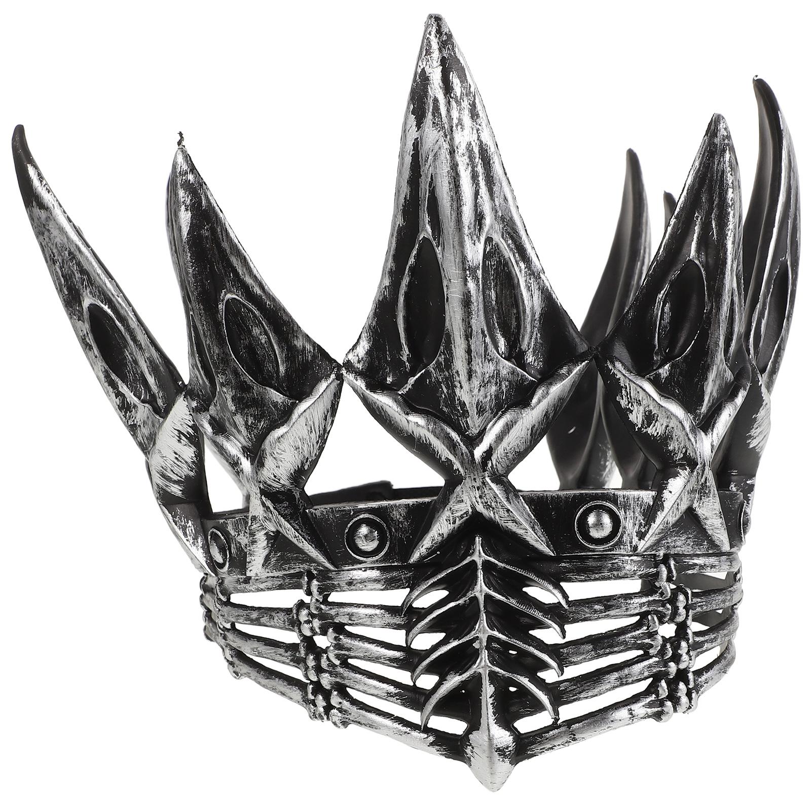 Crown King Crowns Men Halloween Costume Vintage Adults Medieval Prom Boys Caps For Witch Cosplay Headpiece Prop argento