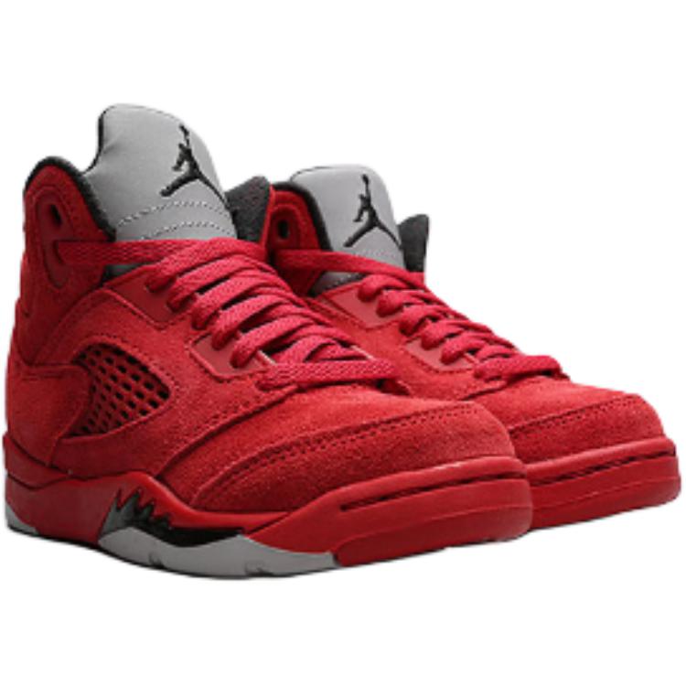Jordan Air Jordan 5 Slip Resistant Abrasion Resistant High top Children's Basketball Shoes Red Black Kids' 440889-602