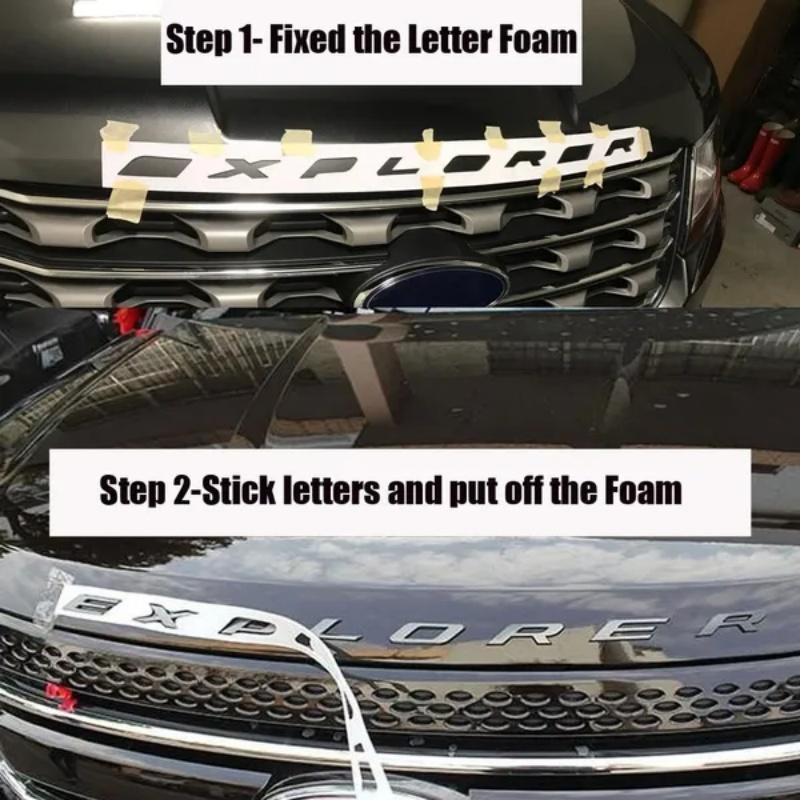 Car 3D EXPLORER Fixed Letters Hood Emblem Chrome Badge Sticker