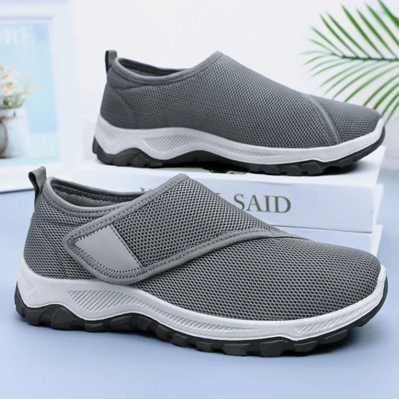 Mens Shoes Breathable Canvas Shoes Fashion Outdoor Casual Shoes Soft Comfort Driving Footwear Adjustable Wide Foot Walking Flats