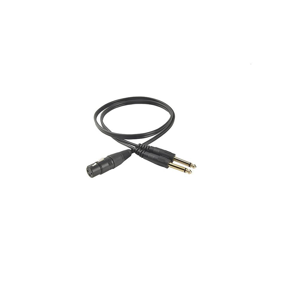 3 Pin Black XLR Female To Dual 1/4" Mono Male Stereo Y Splitter Cable 1M Length