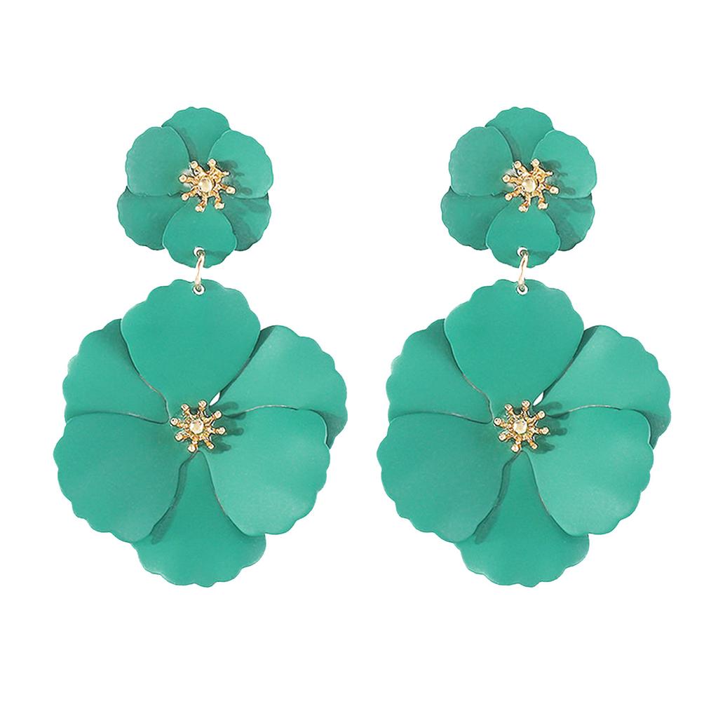 Unique Flower Studs Earrings Fashionable Colorful Dangle Statement Earrings Iron Texture Suitable for Youthful Women