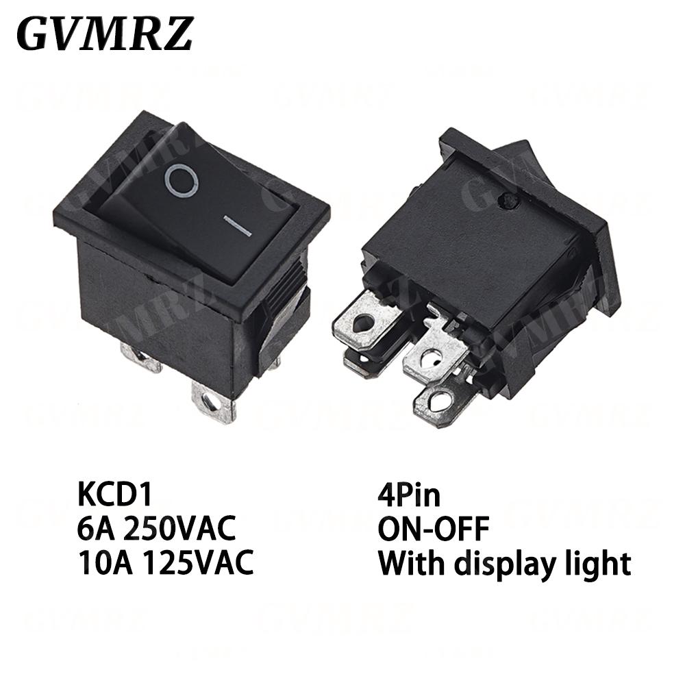 

1PCS KCD1 LED ON-OFF 4 Pin Boat Car Rocker Switch 21*15mm 6A/250V 10A/125V AC Black Red Green Light Siwtch чёрный