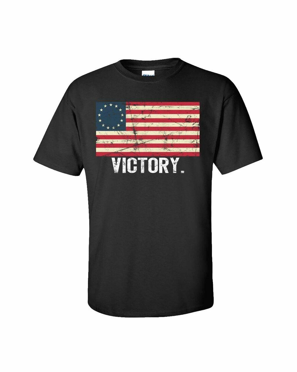 Patriotic Faded Betsy Ross Flag Victory Adult Short Sleeve T-Shirt M
