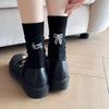 Ladies Spring and Autumn Assorted Simple Embroidery Bow Letter AB Style Tube Stack Socks