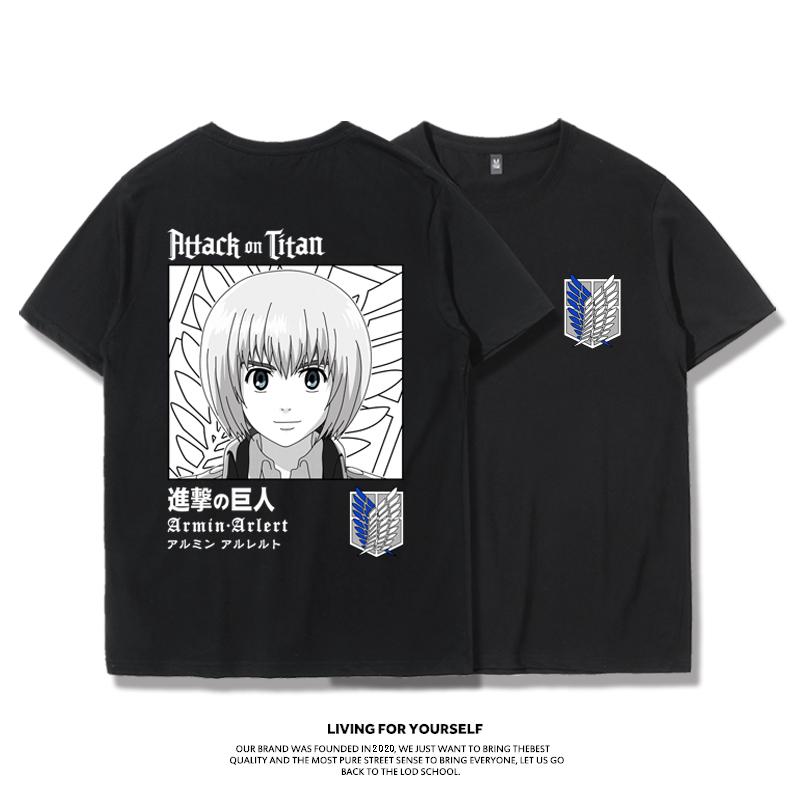 Attack Giant T-shirt Wings of Freedom Alan Mikasa Livel Soldier Anime 100% Cotton Short Sleeve Men's Fashion