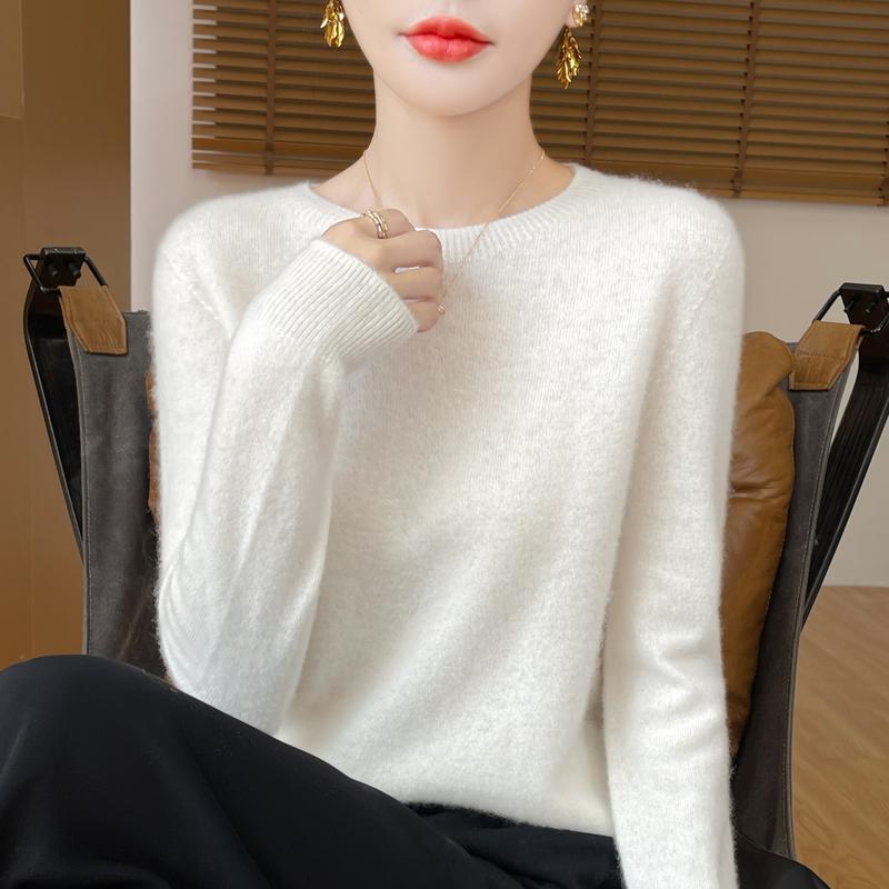 Women's Cashmere Sweater Qinghe Cashmere 30% Cashmere 70% Wool Autumn and Winter Pullover Warm and Fashionable