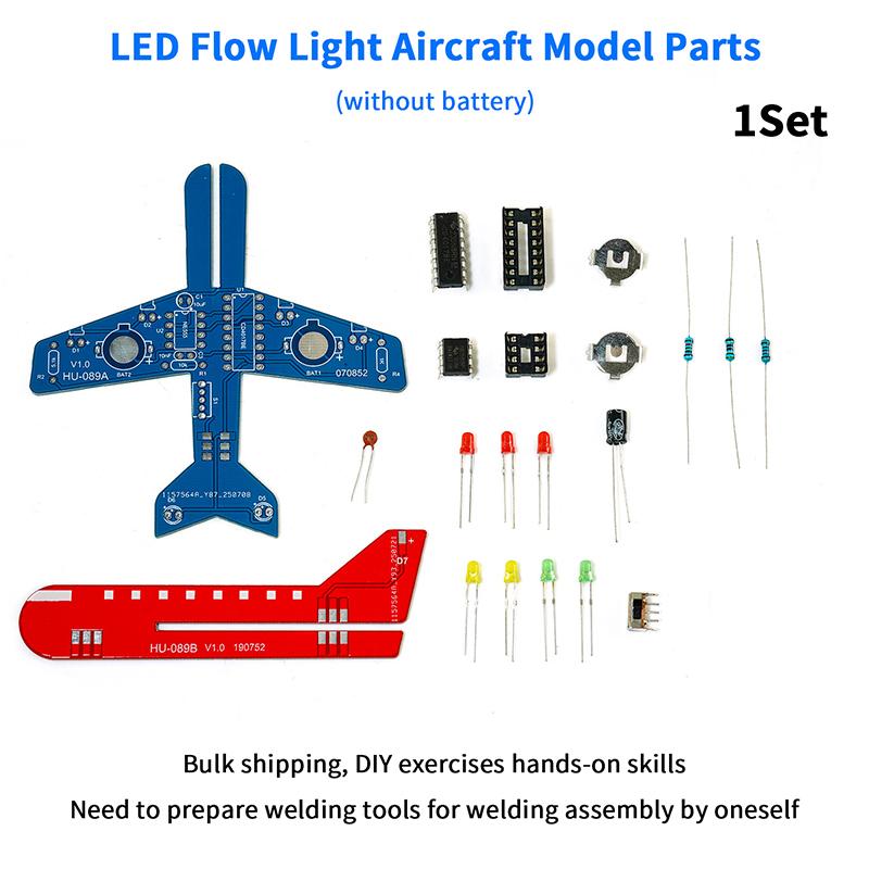 

1/2/3Set Led Flow Light Aircraft Model Kit Diy Electronic Science Assembly Kit Diy Electronic Welding Set School Supplies 1PC