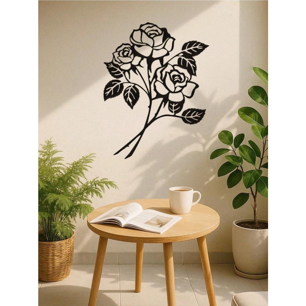 Romantic Rose Metal Wall Decor - Elegant Iron Art Craft for Valentine's Day Gift Home Ornament