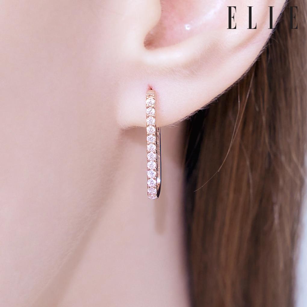 14K Line Square One-Touch Earrings (Gold Pin) ELGPEE442