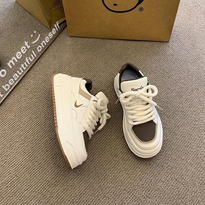 

Retro niche popular board shoes women s ins super fire versatile sports platform white shoes 2025 autumn new 40 хаки