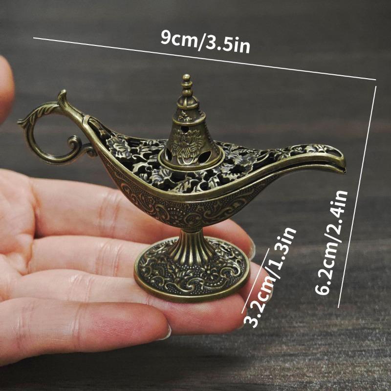 

Mini Metal Incense Burner Set Retro Ornate Pagoda Fu Pouch Lotus Styles Traditional Carved Desktop Decor for Home with Gift Box