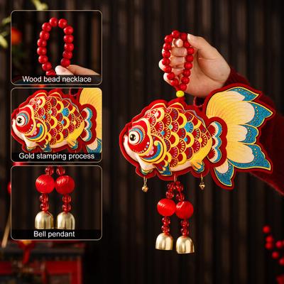 Chinese New Year Decoration Horse Fish Hanging Ornament Auspicious Symbols Blessing Bag for Wall Car Home Decor
