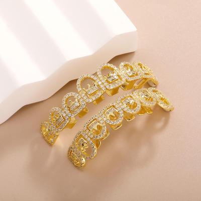 Personalized Trendy Zirconia Crown Hip Hop Hollow Grillz Jewelry