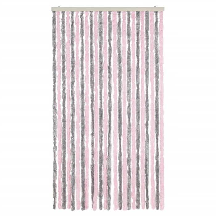 VidaXL Fly Curtain Silver Grey and Pink 100x230 Cm Chenille 377366