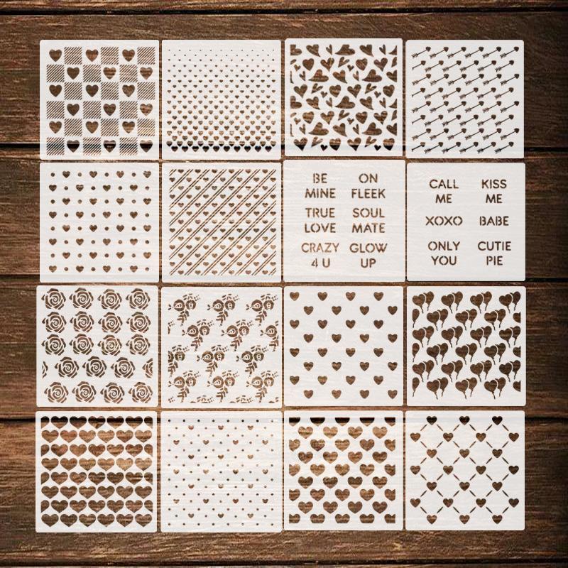 

16 штук/набор, узор мандалы, шаблон для рисования, шаблон для росписи стен, инструмент для DIY для распыления краски на камни, полый шаблон, инструмент для ручного копирования