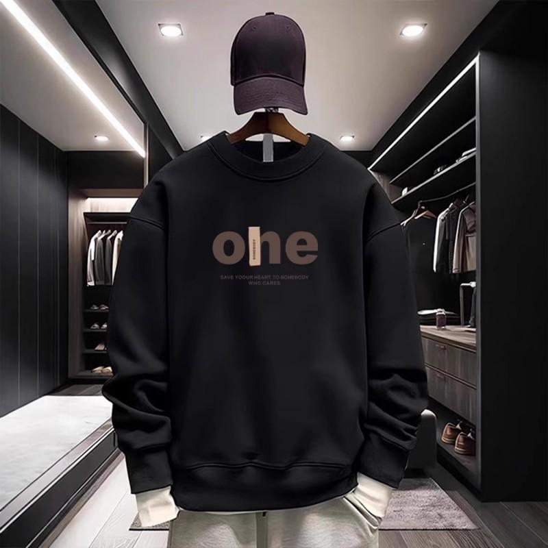 Mens Crewneck Sweatshirt Casual Streetwear Graphic Print Cotton Hoodie-Free Long Sleeve Solid Color