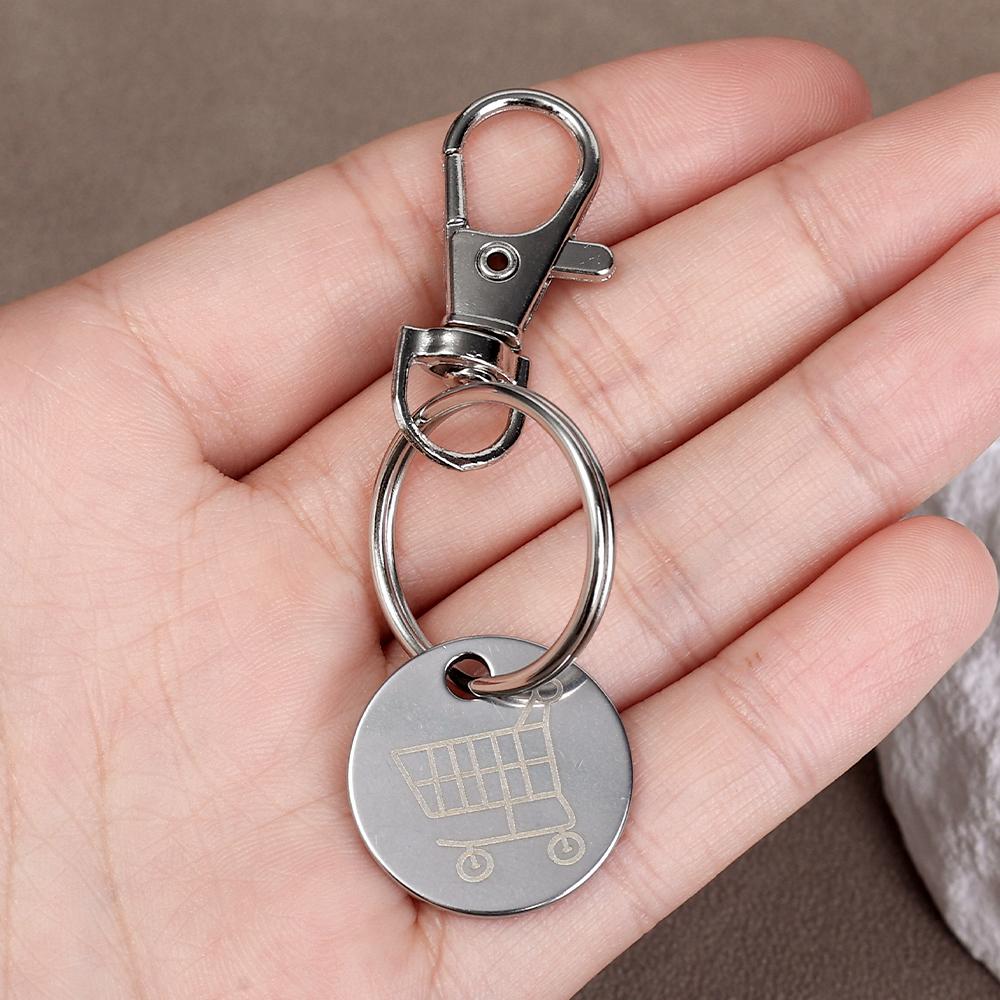 Shopping Trolley Tokens Key Ring Mini Metal Supermarket Cart Remover Coin Label Keychain For Unisex Grocery Accessories Gifts
