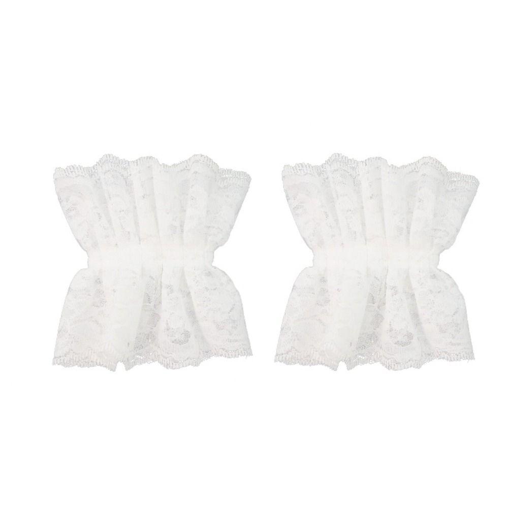White Neckband Lolita Lace Cuffs Lace Ruffled Wrist Sleeves Fashion Fake Sleeves  Daily Accessory