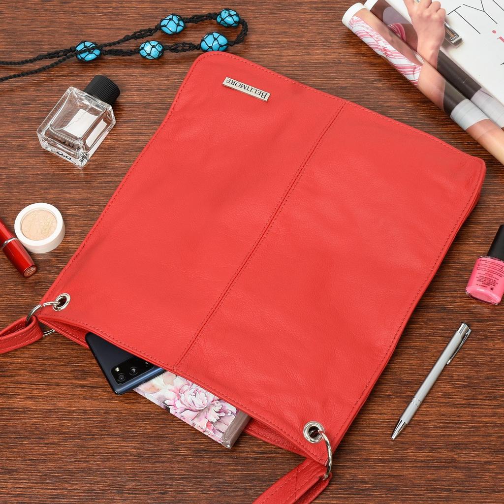 Damen Ledertasche rot Umhängetasche groß A4 Beltimore 972