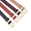 Thin Golden Buckles Waist Belt Flexible Synthetic Leather Strap For Coats And Trousers