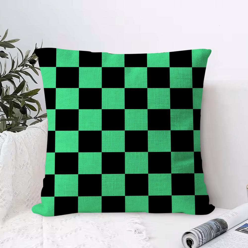 Black White Checkerboard Cushion Cover Breathable Linen Pillow Cover Skin-Friendly Home Decor Pillowcase With Hidden Zipper
