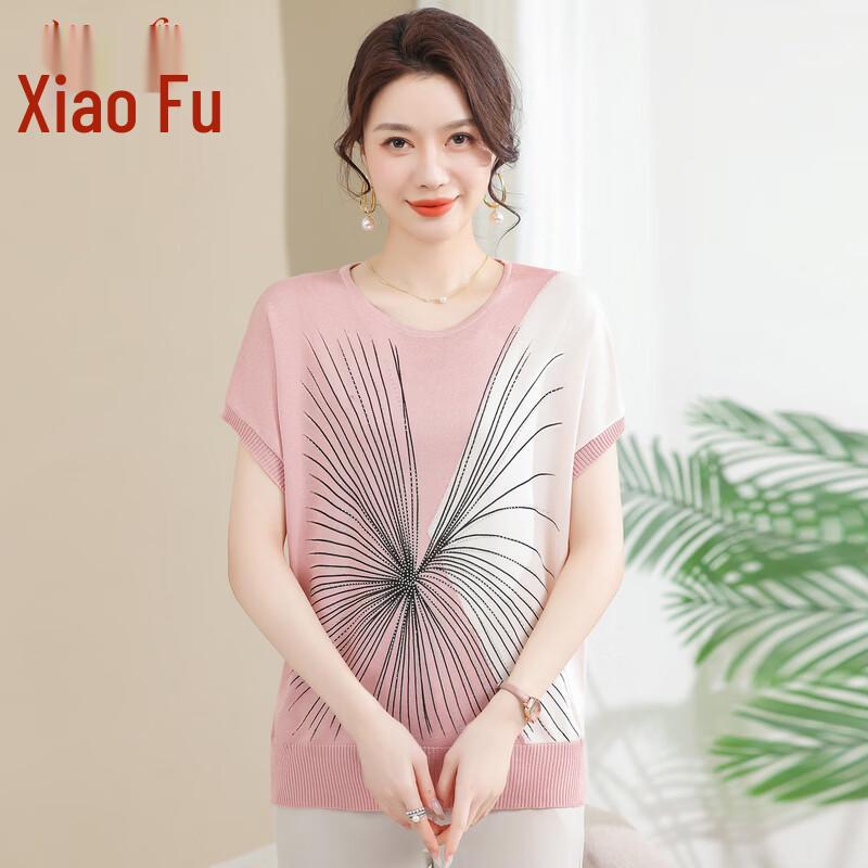 Xiaofu Mama Summer 2026 Women's Round Neck Knitted Short Sleeve Top