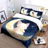 Moon Cat Starry Night Decor Soft Comfortable Duvet Cover Bedding Set Included 1*Duvet Cover & 2*Pillowcases, Gift