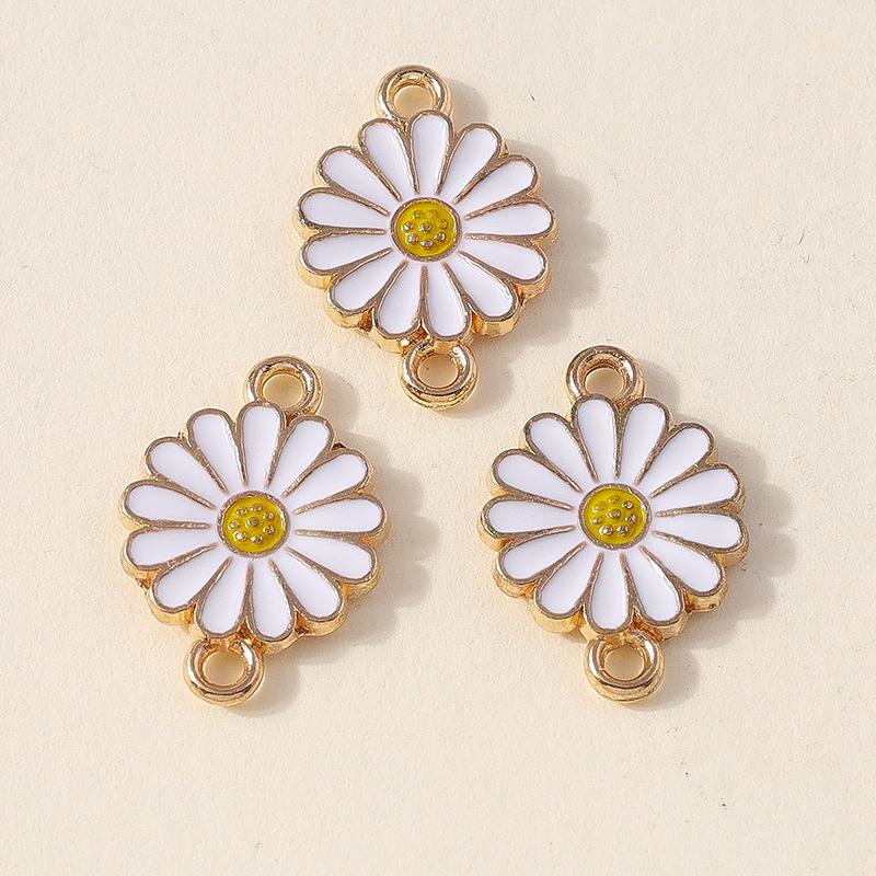 Leslie 10 Stück Bunte Doppel Loch Gänseblümchen Anhänger Für Schmuckherstellung Armband Halskette DIY Schlüsselanhänger Anhänger