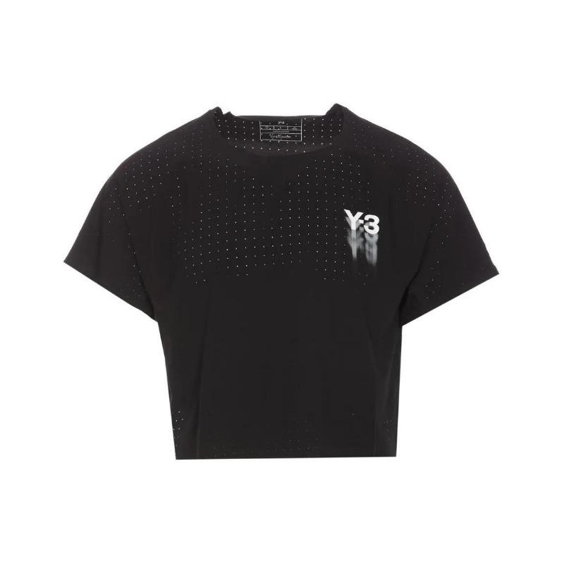 Y-3 Logo Print Crew Neck Short Sleeve T-Shirt Women Tops Black IR7096