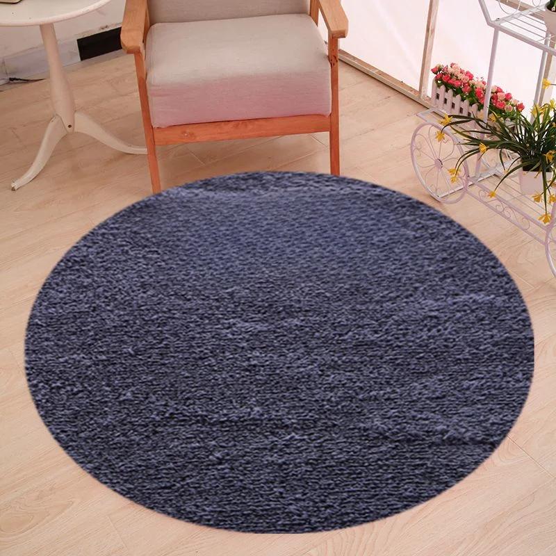 Thick Silk Carpet Floor Mat Fluffy Tender Comfortable Solid Simple Daily Living Room Bedroom Round Skin-friendly Household Ins