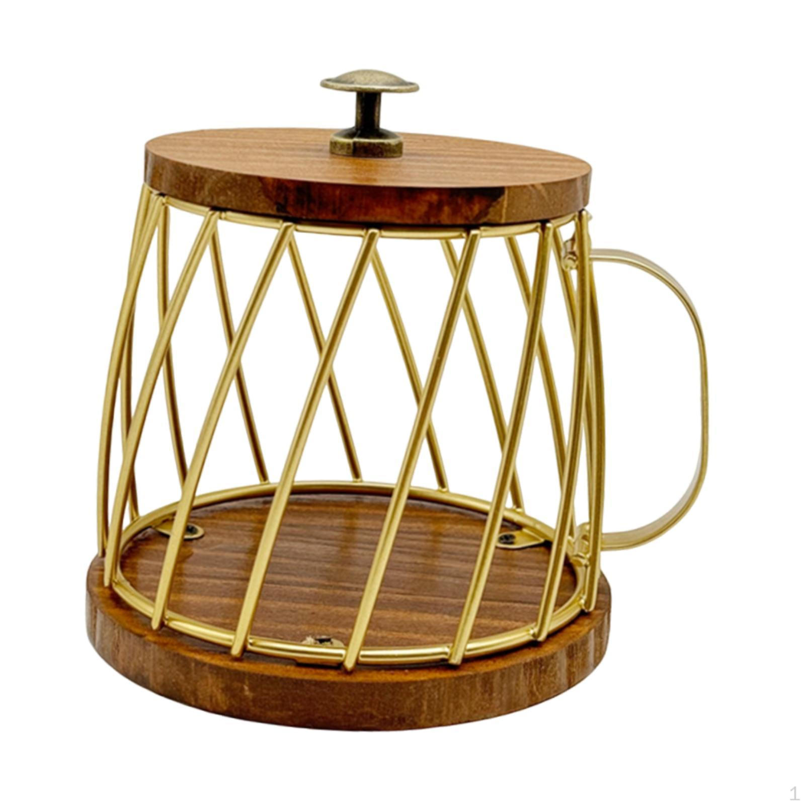 Корзина-подставка для кофейных капсул Металлический деревянный контейнер Под для дома офиса бара золотой 1579₽