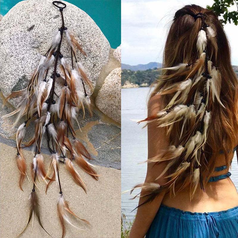 Чешский Перо Цветок Оголовье Scrunchies женщины девушка ткачество волос Аксессуары резиновой группы – купить по низким ценам в интернет-магазине Joom