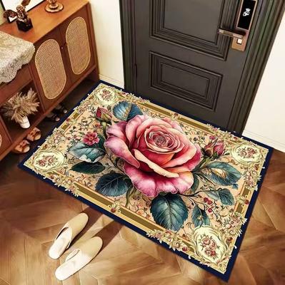 European Flower Diatom Mud Dirt-Resistant Floor Mat Bathroom Absorbent Mat Toilet Non-Slip Foot Mat Entrance Mat Entrance Door Mat
