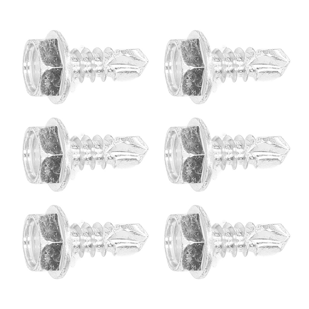 250PCS Self Drilling Screw Carbon Steel White Zinc Drill Screw M4.8x13mm for Metal Wood Plastic Hex Washer Head