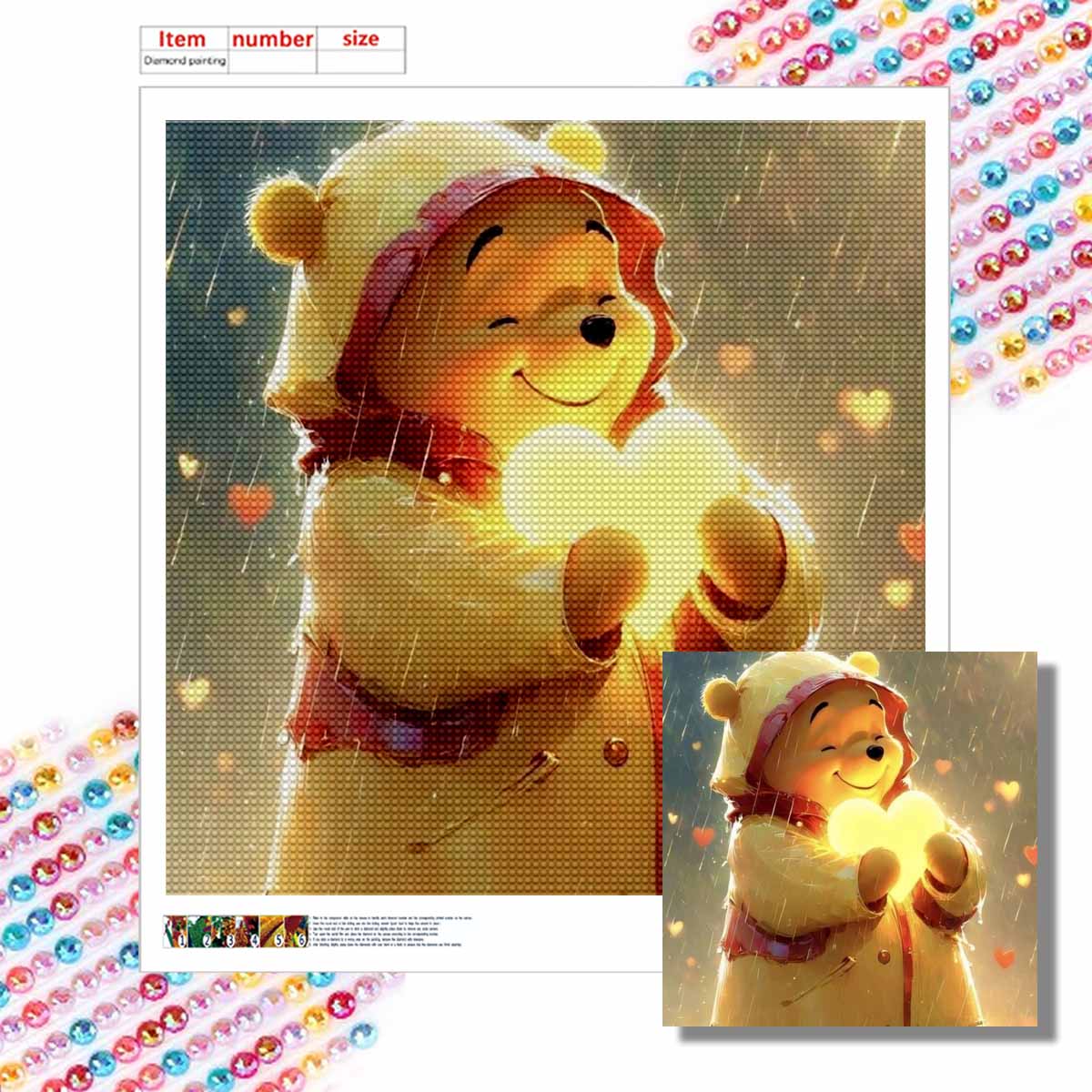 

Алмазная живопись своими руками Круглый алмаз Обними любящего Винни Полная алмазная мозаика Картина для украшения дома Набор для вышивания крестом Round 20x20cm