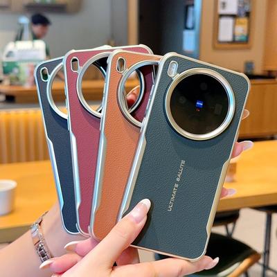 Für Vivo X300 Pro X300 Hülle Magnetische Klinge Schlichtes PU-Leder + Silberner Rahmen Objektiv Stoßstangenabdeckung für VIVO X 300