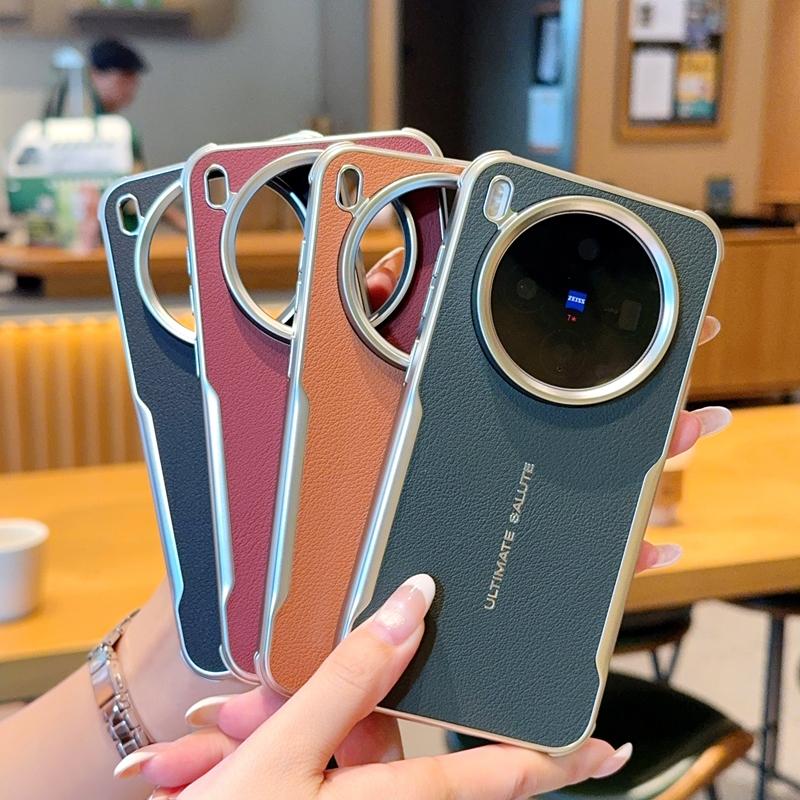 Case For Phone Yulin-003 Silver For Vivo X300 Pro X300 Case Magnetic Blade Plain Pu Leather + Bezel Lens Bumper Cover For Vivo X 300