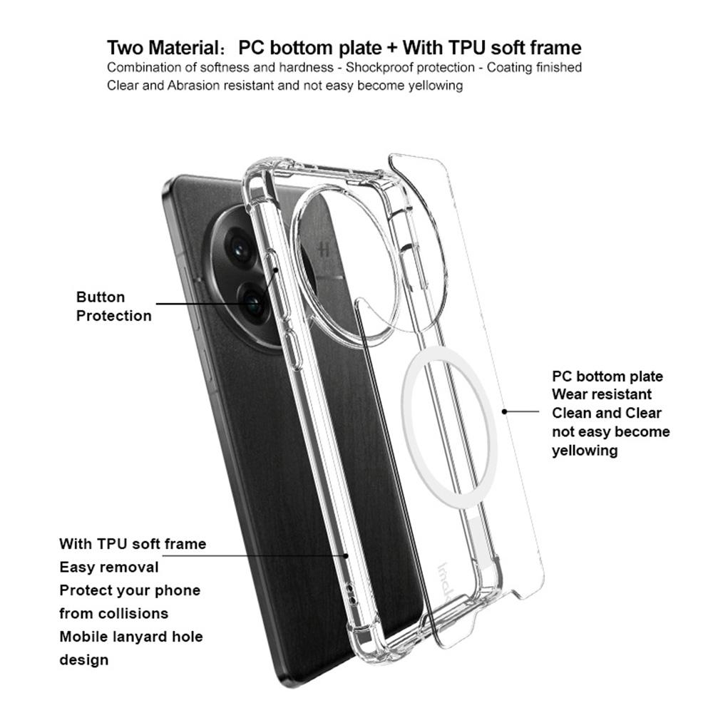 IMAK For OnePlus 13 Clear Magnetic Case Shockproof PC+TPU Phone Cover
