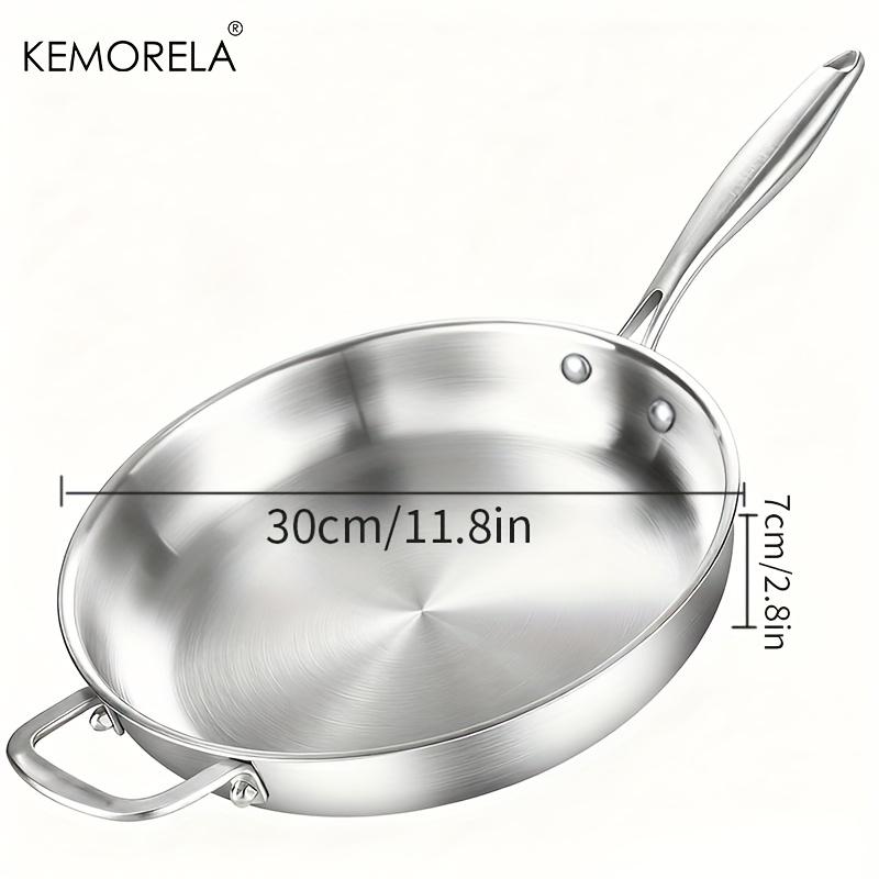 

KEMORELA 316 Stainless Steel 30cm Wok Pan Non-Stick Pan with Detachable Handle - Induction Compatible Stir-Fry & Chef Pan