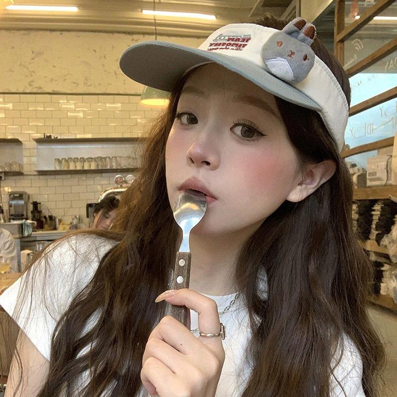 Cartoon Rabbit Empty Top Sun Protection Hat Running Sports Empty Top Hat Outdoor Sun Protection Can Tie A Ponytail Without A Top Baseball Hat
