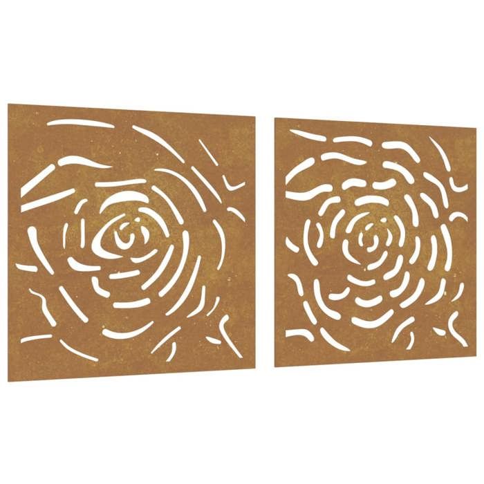 VidaXL Décorations murales jardin 2 pcs 55x55 cm design de rose 824507