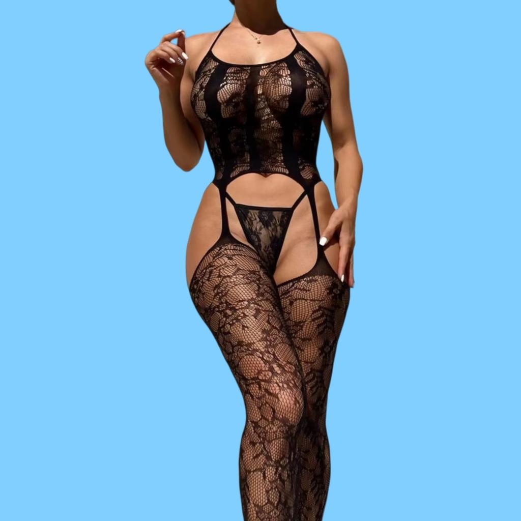 Sexy Adult Women Open Crotch Bodystocking Erotic Lingerie Sleeveless Underwear Crotchless Porn Catsuit Mesh One Piece Bodysuit