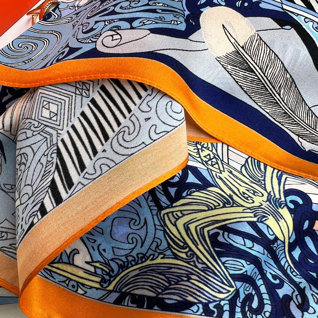 100% Silk Square Scarf Women'S Mulberry Silk Retro Japanese Scarf Spring And Autumn Yellow Silk Scarf Versatile Flight Attendant Small Scarf