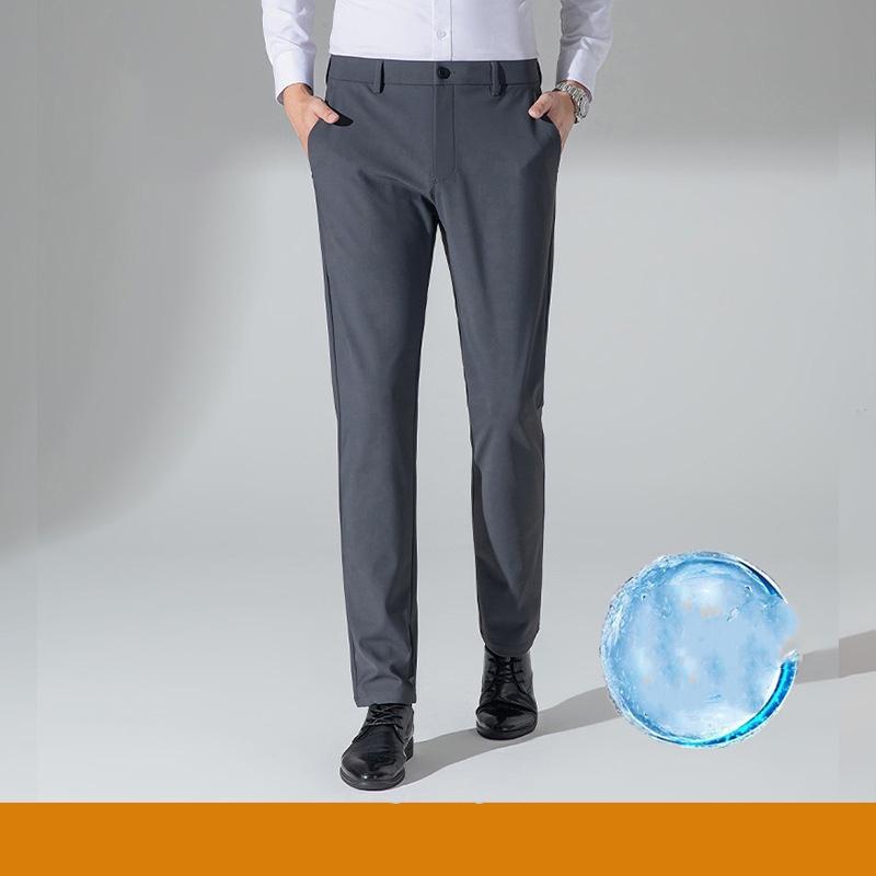 Pánské kalhoty Business Casual Kalhoty Ledové hedvábí Strečové Pánské kalhoty Volné Rychleschnoucí Kalhoty Jaro a Podzim Rovné Nohy Kancelářské Černé Pracovní kalhoty